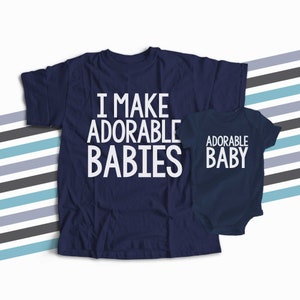 I make adorable babies® shirts dad and baby matching DARK t-shirt and DARK bodysuit gift set ORIGINAL great for Father's Day 22FD-008-DSet image 1