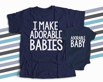 I make adorable babies® shirts dad and baby matching DARK t-shirt and DARK bodysuit gift set ORIGINAL- great for Father's Day 22FD-008-DSet