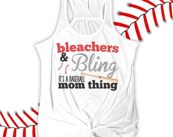 Camiseta sin mangas brillante y fluida con diseño de mamá de béisbol: gran regalo para cumpleaños o Día de la Madre 22SPRT-016-F