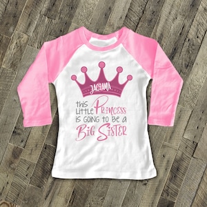 Big sister shirts -princess big sister to be t-shirt crown big sister to be pregnancy announcement big sister shirt MGRL-007NR