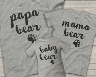 Papa mama baby bear matching THREE shirt gift set - perfect Mother's Day or Father's Day gifts 22MD-059-Set