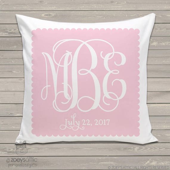 Custom monogram throw pillow and pillowcase made to match Etsy