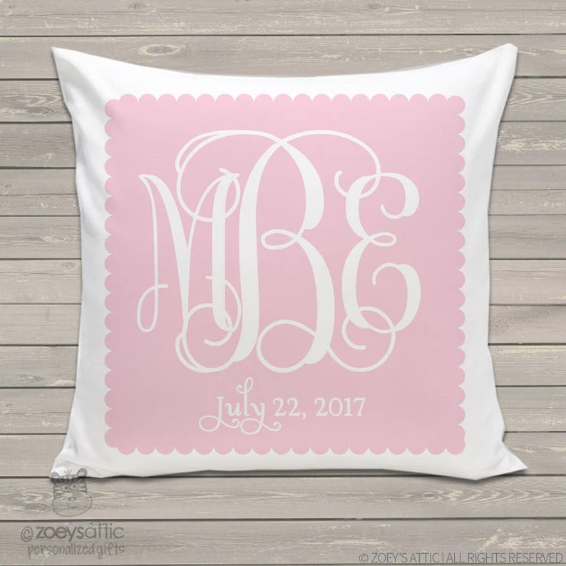Custom monogram throw pillow and pillowcase made to match Etsy