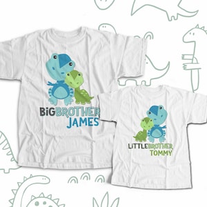 Big brother shirt little brother shirt-DINOSAUR - matching big brother / little brother set - for sisters, too, though MDNO-012-Set