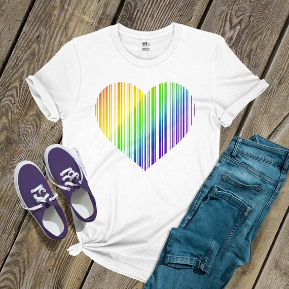 Pride Shirt Rainbow Heart Unisex Tshirt 