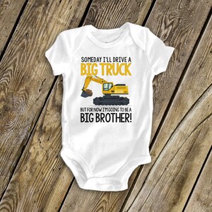 Big brother to be big truck excavator pregnancy announcement Tshirt mdt-010N image 2