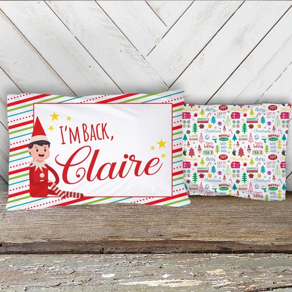 Christmas travel pillowcase pillow elf holiday pillow