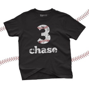 baseball birthday t shirt baseball party shirt distressed number and lettering any number birthday shirt any age party 22SPRT-020-D Black