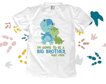 Big brother shirt- dinosaur big brother announcement t-shirt front only MDNO-016-B