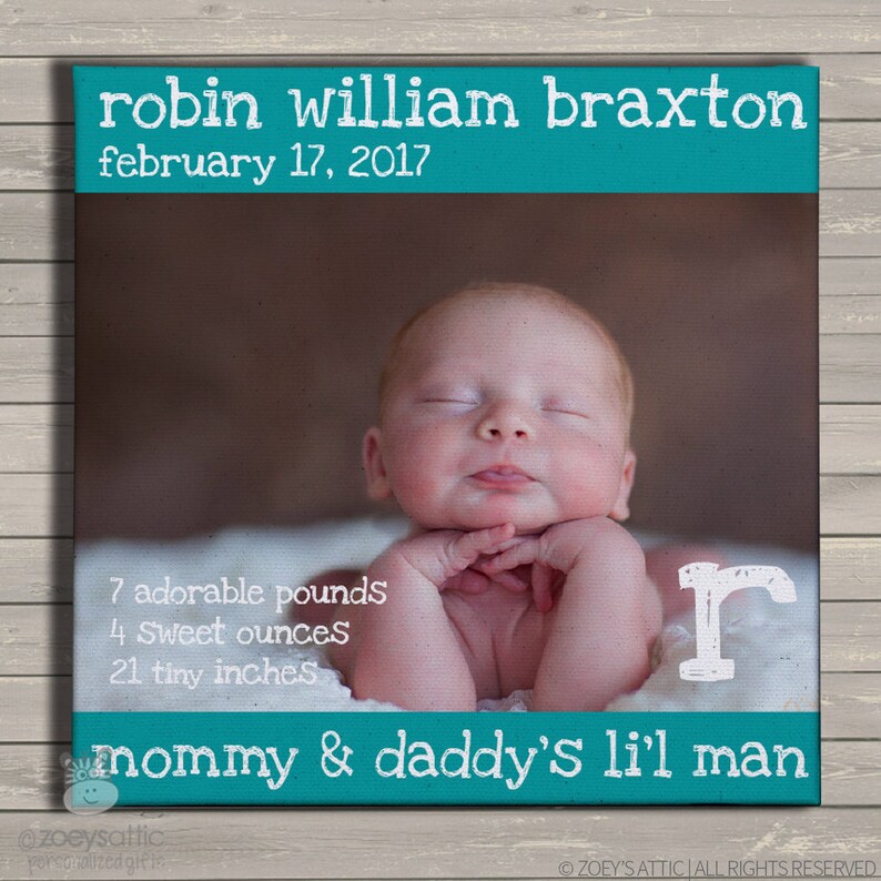 Birth Announcement Print on Canvas Personalized With Baby Etsy