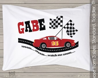 Personalized race car theme kids custom pillowcase PIL-071