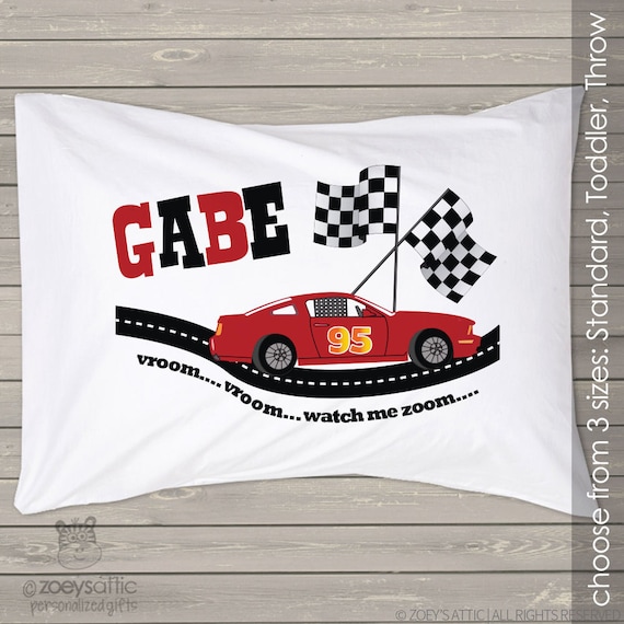 Personalized race car theme kids custom pillowcase PIL-071