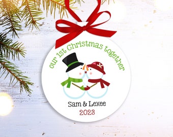 Personalized our first Christmas together snowman couples first christmas ornament PCFCSO