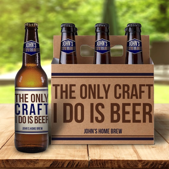 Home brew packaging craft beer packaging custom cardboard paper six 6 pack holder with optional bottle labels brewmaster gift MBB 005