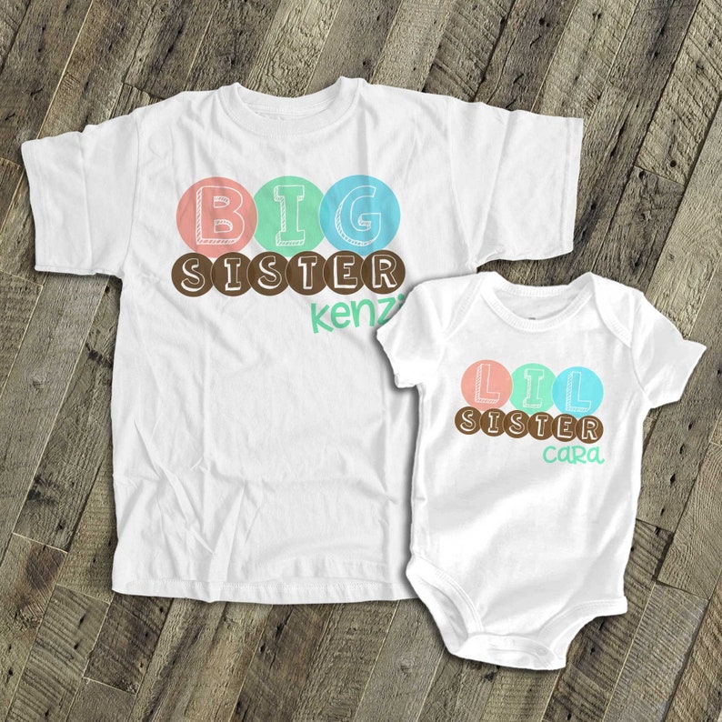 Big or lil brother or sister matching multicolor circles sibling Tshirt set MSMP-026N-set image 1