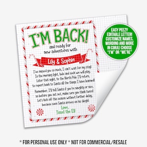 personalized elf letter | welcome back letter from elf | christmas elf letter to kids from elf |  downloadable elf letter |  elf letters