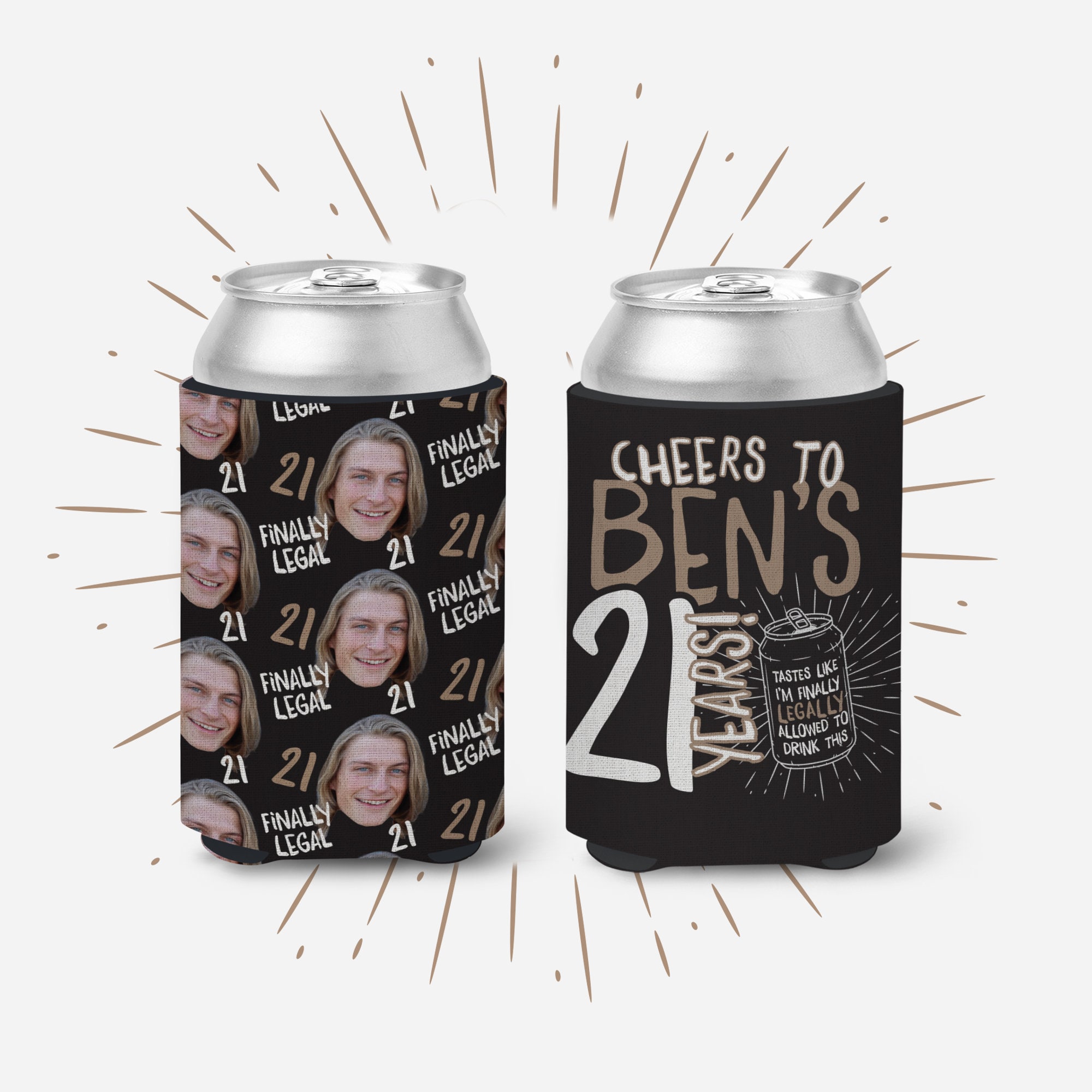 21st Theme Birthday Can Coolers For Surprise Party Favors