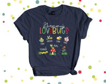 Grammy shirt | Grammy's (or grandma or any title) lovebugs DARK Tshirt | personalized with grandkids names | mothers day gift 22MD-066-D