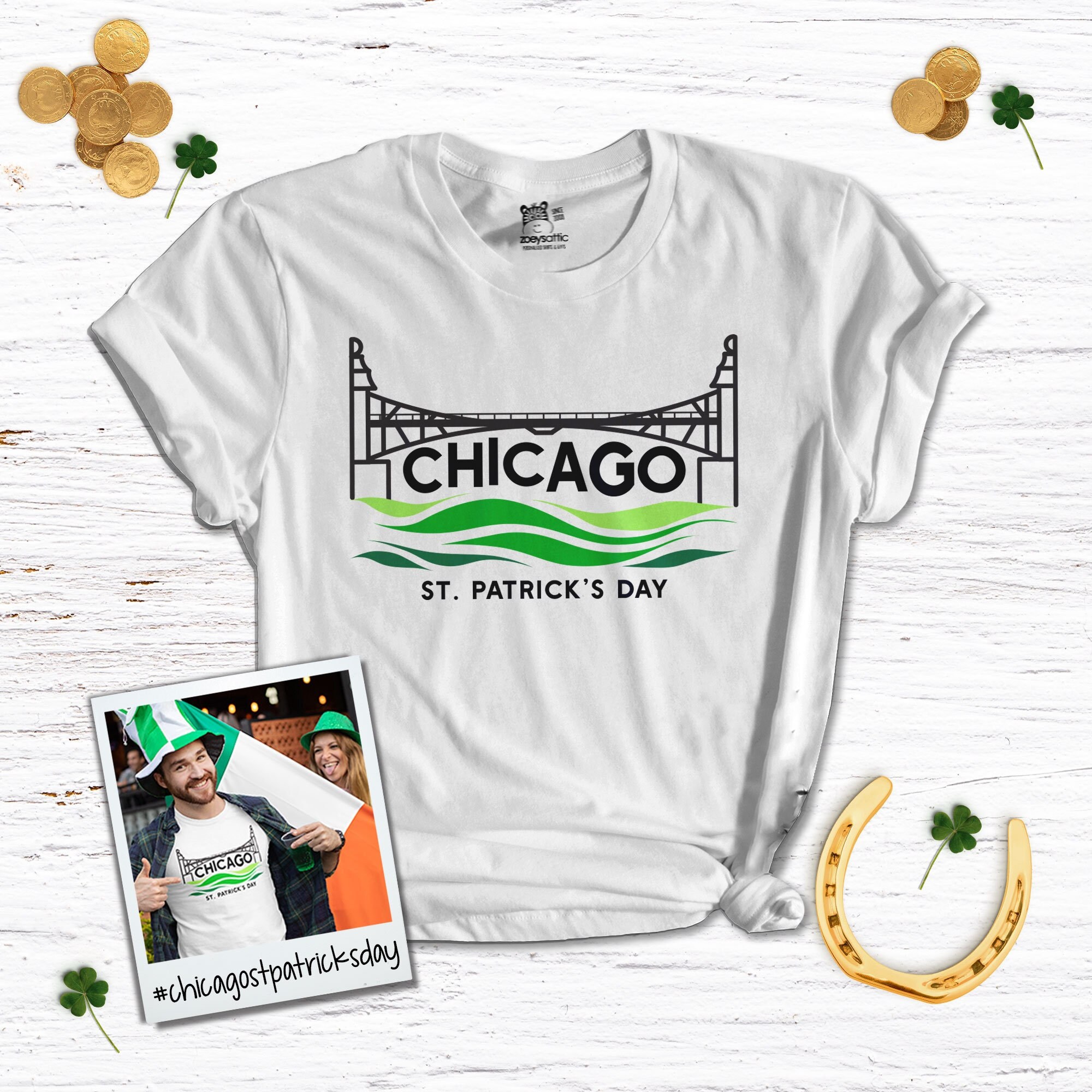 NWT Mens Chicago Blackhawks St. Patrick's Day Themed Logo T-Shirt Size  Small