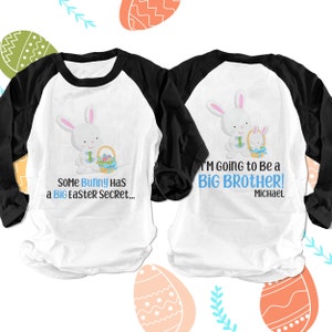 Easter big brother to be shirt - easter bunny big brother secret pregnancy announcement raglan shirt 22SNLE-001-RB