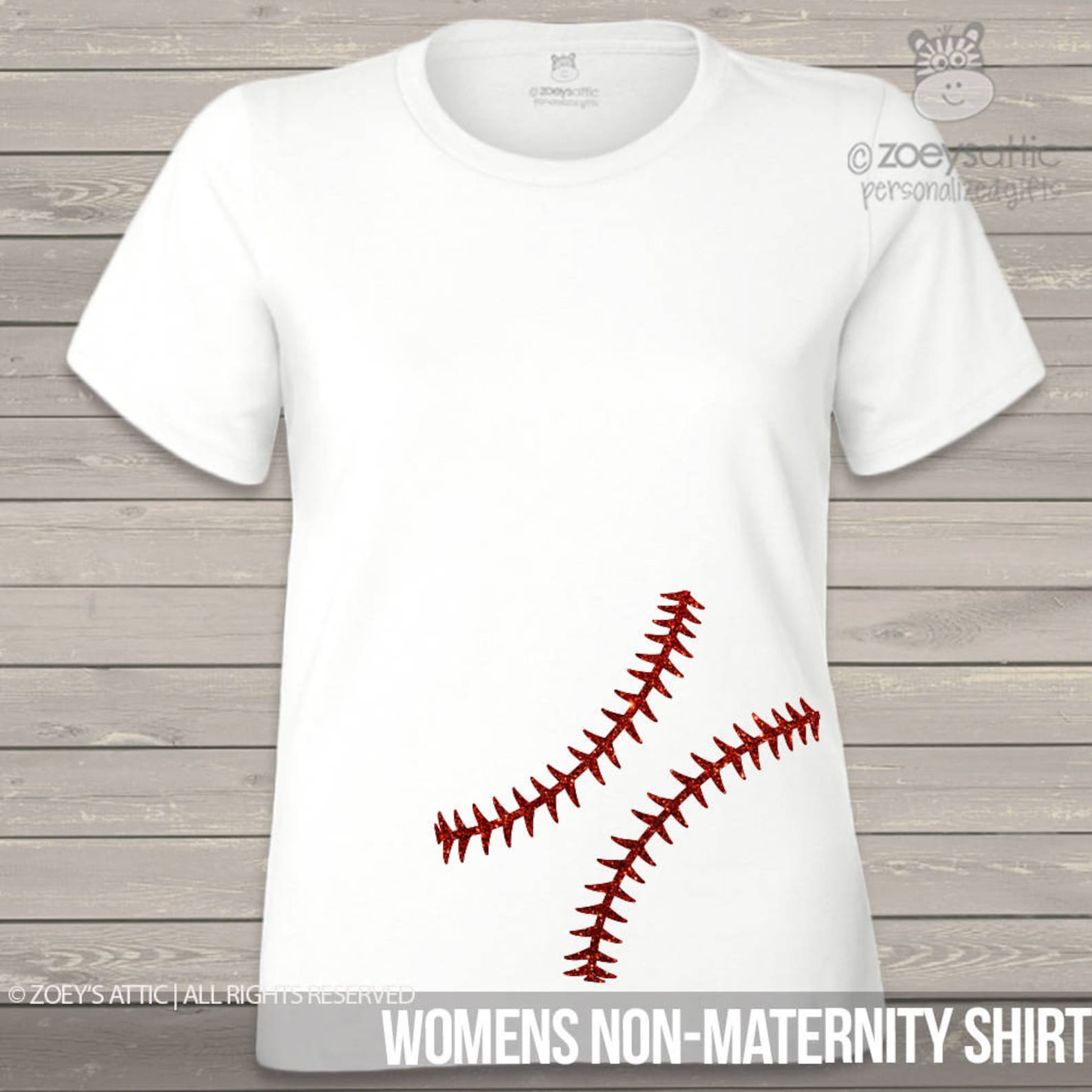 Sparkly Baseball Maternity Shirt Glitter Belly Custom Womens Nonmaternity or Maternity Shirt