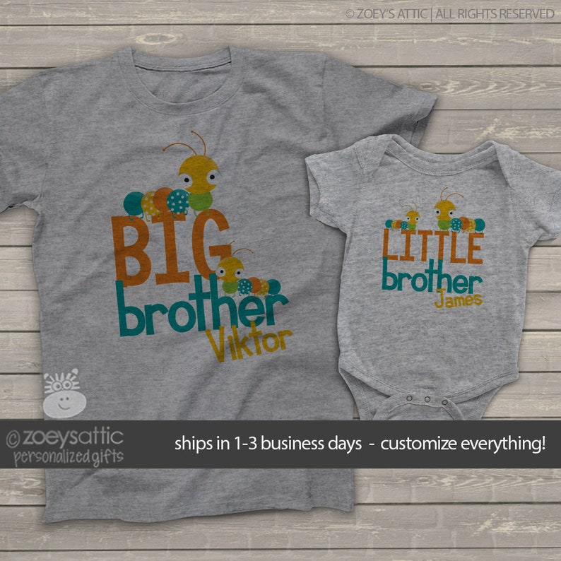 Matching Big Brother & Little Brother T-Shirts - 100% Cotton Fruit Of The Loom (White)