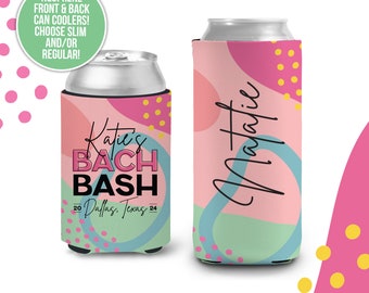 Bachelorette party can coolies | bach bash personalized beverage insulators | slim or regular can size party favors MCC-166