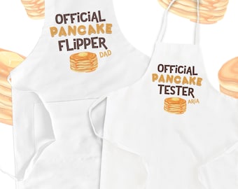 Matching Pancake Flipper and Tester Aprons gift for grandpa or dad adult and child matching apron set Pancake Flipper and Tester sets