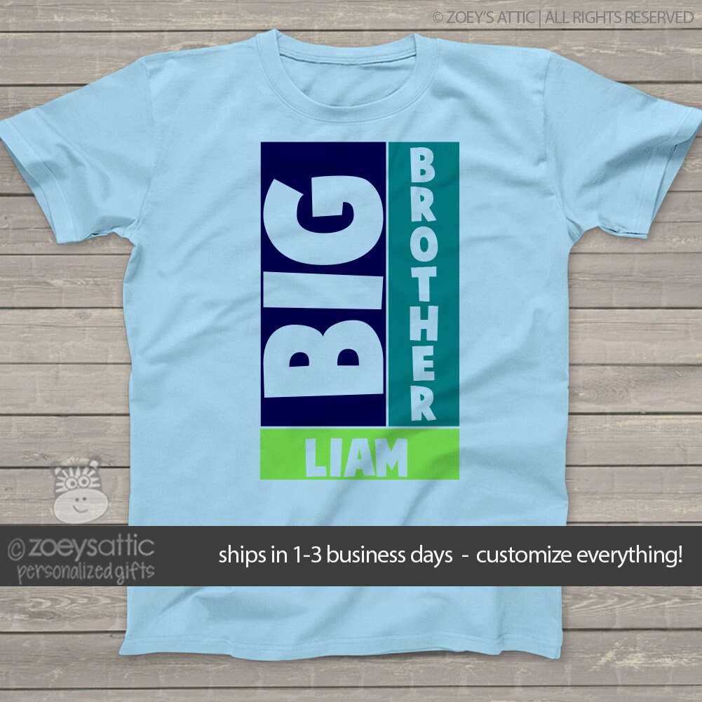 Big Brother Shirtpersonalized Block Big Brother Tshirt Etsy