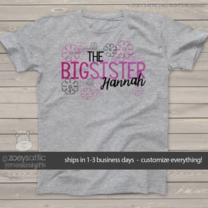 Big sister personalized flower Tshirt MFLR-005 image 2