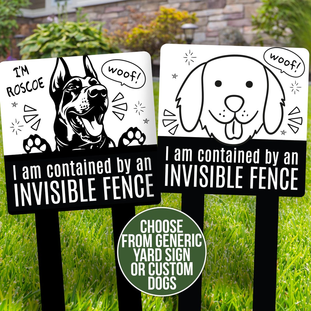 Pet Yard Signs Dogs Contained by Invisible Fence Lawn Sign HOA Dog Signs  Electric Fence Dog Signs Funny Pet Yard Signs Invisible Fence