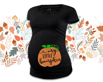 Fall pumpkin little bumpkin glitter maternity top - perfect for Halloween and Thanksgiving MMAT-072-D