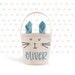 boy's easter basket | bunny ears easter basket blue linen basket - custom personalized easter bunny bag with ears personalized with name 