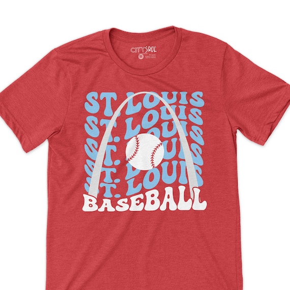 Vintage St. Louis Baseball STL Skyline Novelty Cardinal Gift T-Shirt