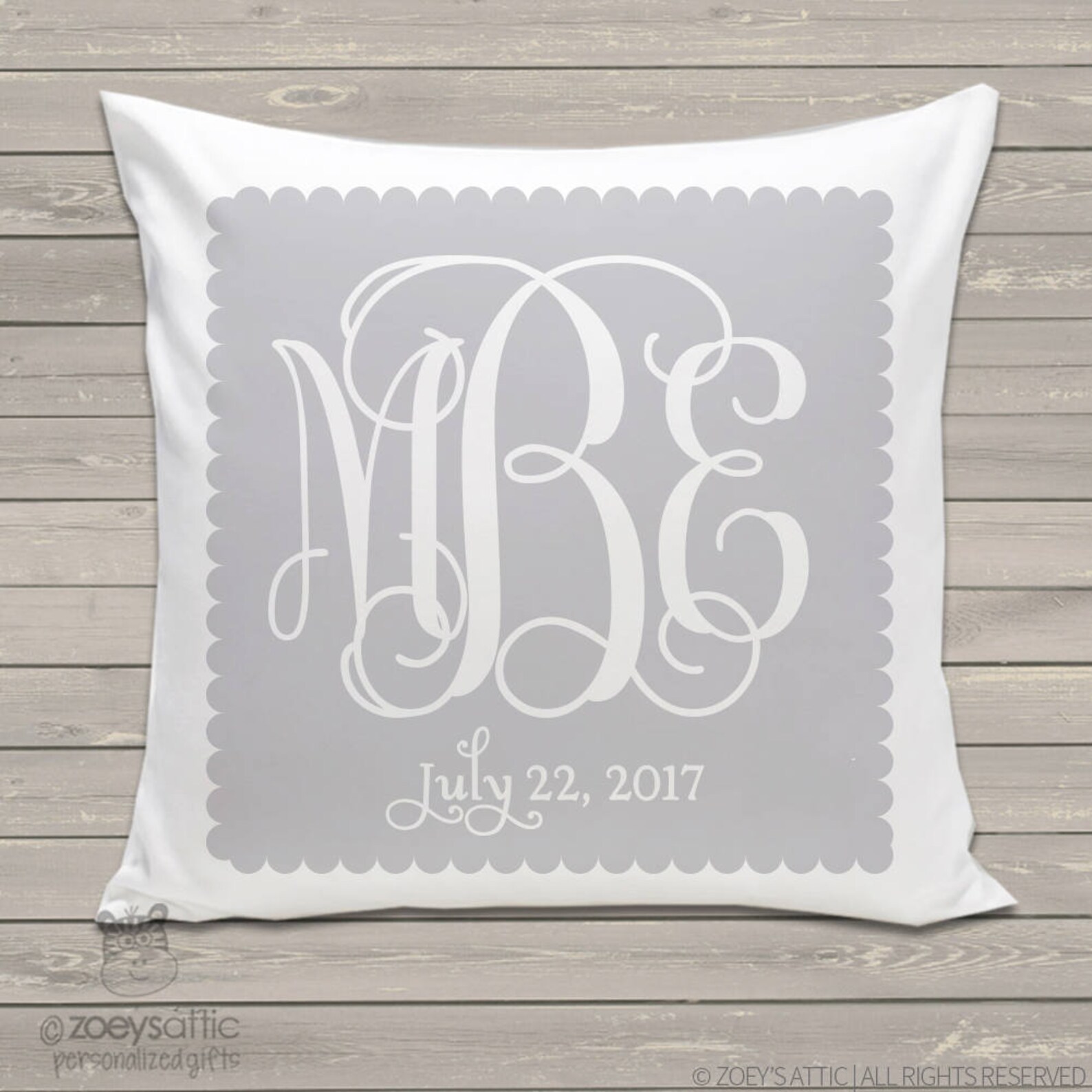 Custom monogram throw pillow and pillowcase made to match Etsy