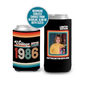 40th birthday photo slim or regular can coolie | personalized classic nostalgia can cooler | any age birthday party favor can cooler retro