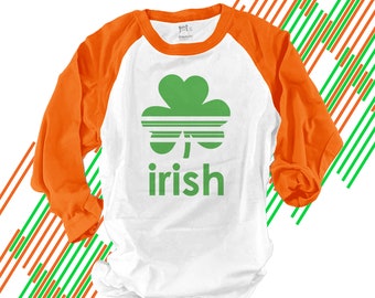 st patricks day shirts | irish st patty's day adult raglan shirt | striped shamrock irish st pats unisex raglan shirt 22SNLP-080-R