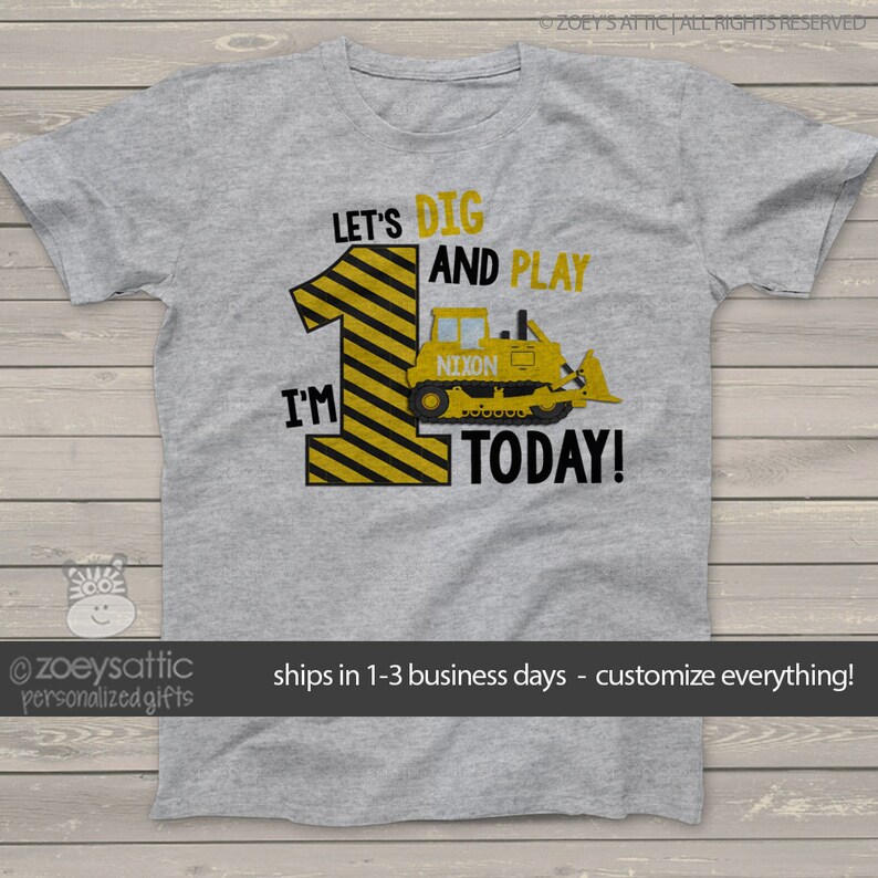 1st birthday construction shirt