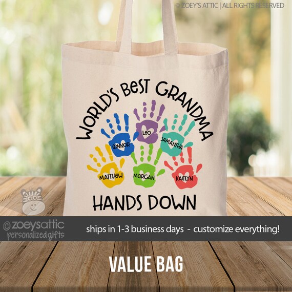 Grandma Tote Bag | World's Best Grandma Hands Down Personalized