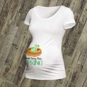 Hatching this spring (or any season or month) long or short sleeve maternity or non maternity pregnancy announcement Tshirt  MSPL-003Nmat