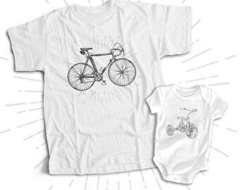 Father's Day Dad and Baby/Kiddo Bicycle and Tricycle matching shirt gift set - 23FD-009-Set