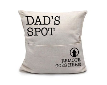 father's day pillow dad's spot remote goes here faux linen pillowcase pillow great gift for dad birthday christmas fathers day funny pillow
