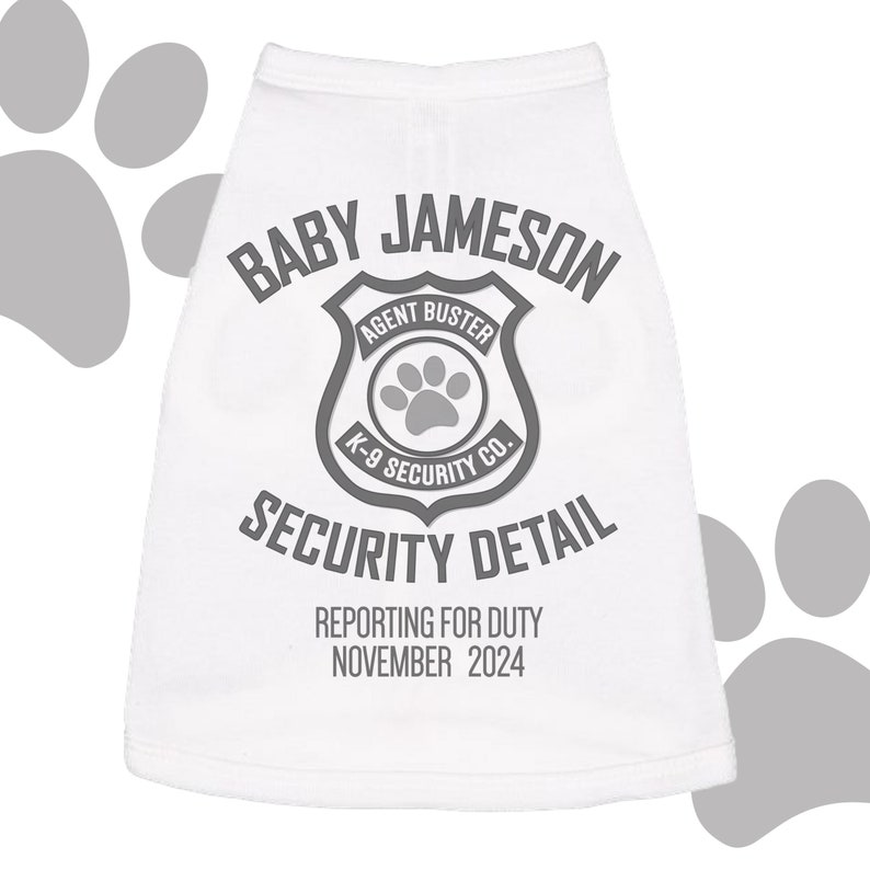 Big brother or sister dog shirt big brother to be security detail pregnancy announcement dog Tshirt MSMP-028 image 1