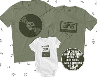 matching father's day shirts musical theme grandpa dad baby generation shirts for father's day funny playlist mix tape album / lp matching