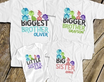 matching sibling shirts set of  four big brother and big sister matching tshirts - DINOSAUR MDNO-015-set of 4