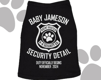 dog shirts | big brother big sister to be dog DARK tee | dog security detail dark shirt | pregnancy announcement dog shirt MSMP-028-D