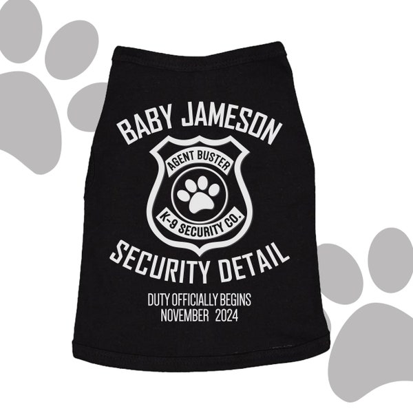 dog shirts | big brother big sister to be dog DARK tee | dog security detail dark shirt | pregnancy announcement dog shirt MSMP-028-D