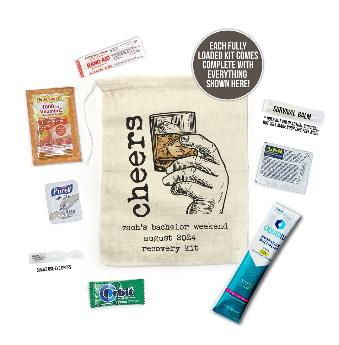 Bachelor Party Hangover Recovery Kit Whiskey Cheers Hangover Kit