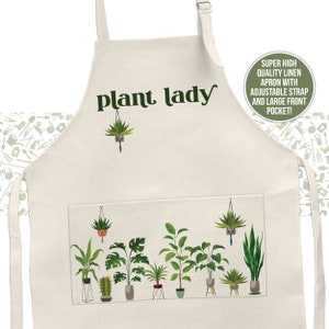 gardening apron plant lady gift for gardeners potted plants gardening poly linen apron mothers day or birthday apron gift for plant lover