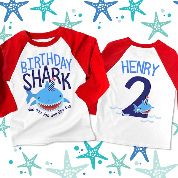 birthday baby shark shirt | first birthday baby shark raglan sleeve shirt | baby shark doo doo doo shirt 22BD-126-R